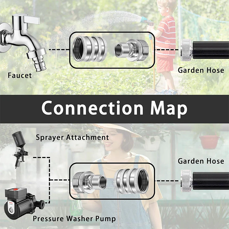 Stainless Steel Garden Hose Quick Connect Fittings Set