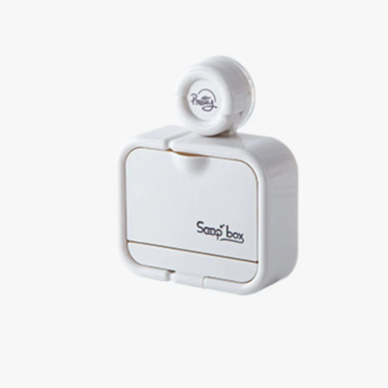 Wall-Mounted Soap Dish with Suction Cup & Flip-Top Lid