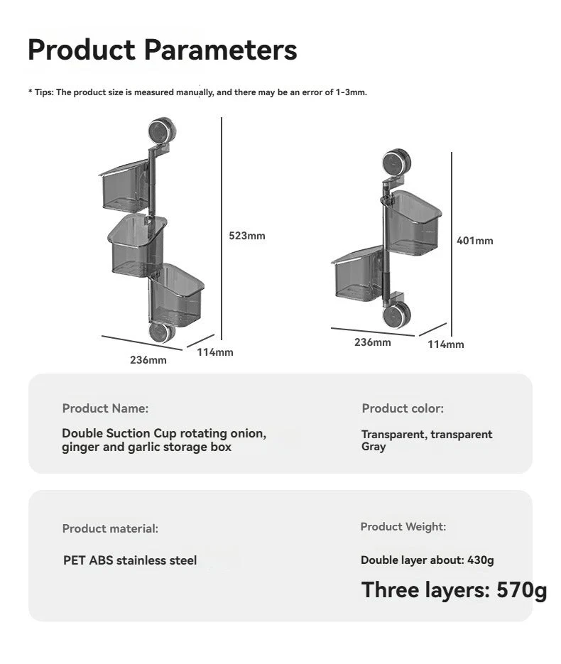 Perforated suction cup spice storage rack