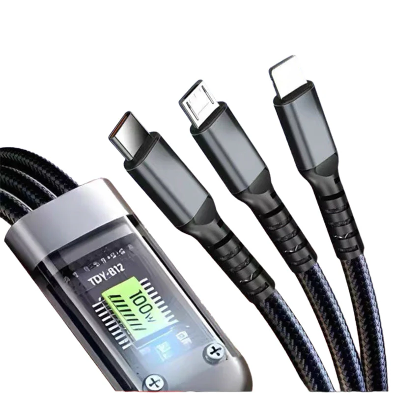 120W 3-in-1 Fast Charging Cable with Digital Display