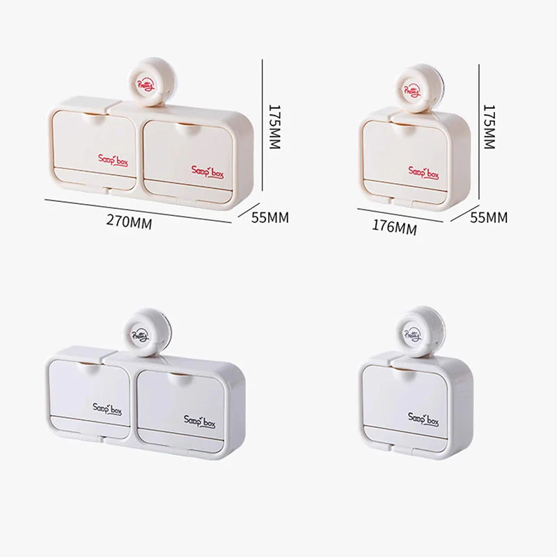 Wall-Mounted Soap Dish with Suction Cup & Flip-Top Lid