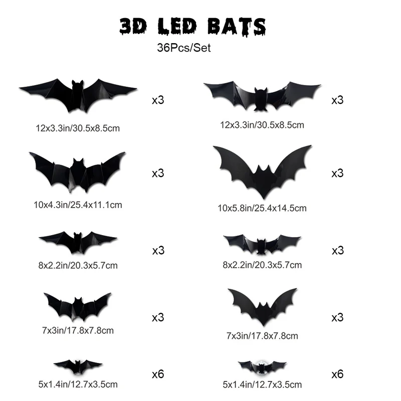 🦇Halloween 3D Bat LED Wall Light Decor 💡 – No Drilling Needed, Easy Installation | Soft LED Glow for Living Room/Bedroom Festive Vibe