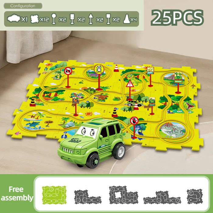 🎁[Best Gift For Kid]🚗Children's Educational Puzzle Track Car Play Set