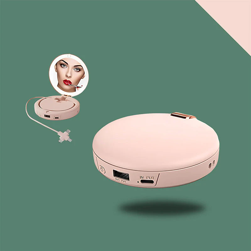 ✨【3-in-1 Portable Power Bank LED Mirror Hand Warmer】✨