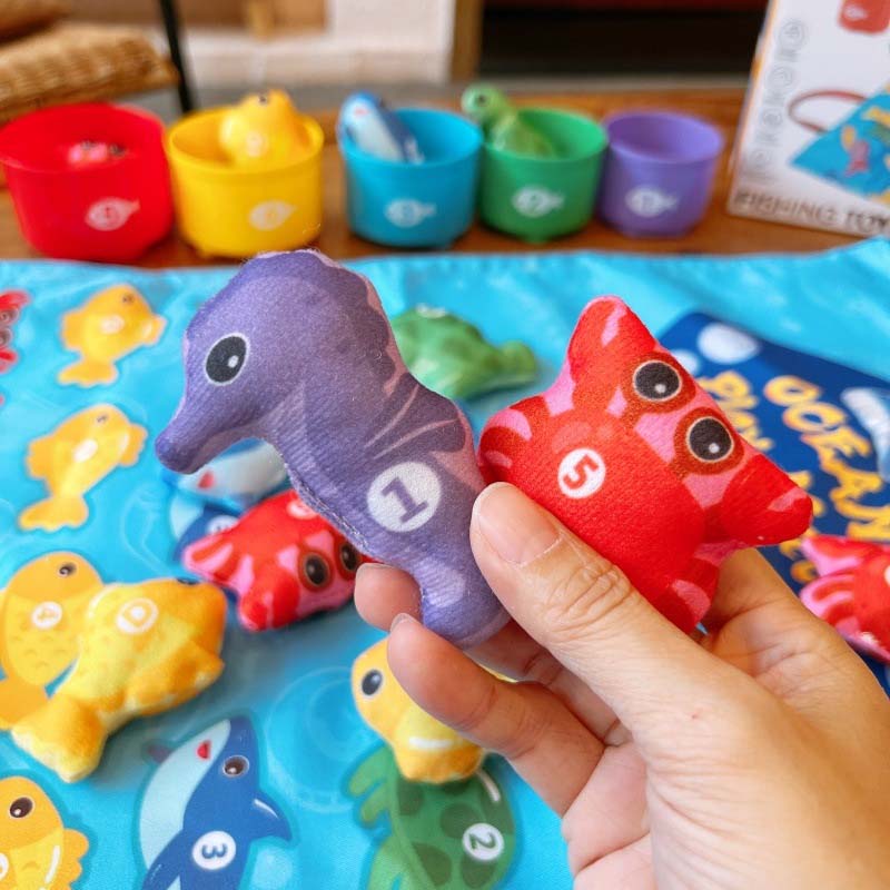 Toddler Cloth Fishing Toy Set with Stacking Cups