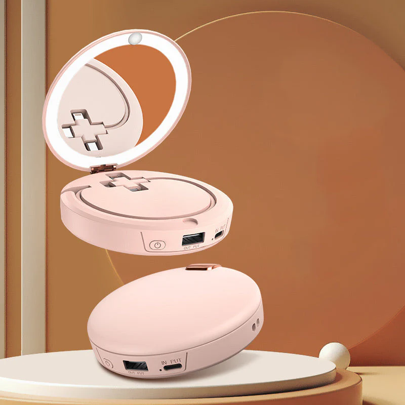 ✨【3-in-1 Portable Power Bank LED Mirror Hand Warmer】✨