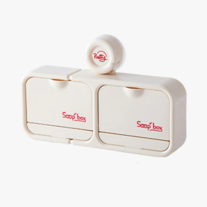 Wall-Mounted Soap Dish with Suction Cup & Flip-Top Lid