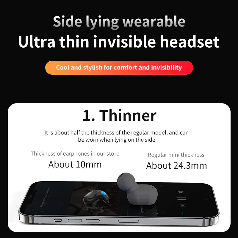 Mini Noise-Canceling Ultra-Thin Long Battery Life Sleep Earphones