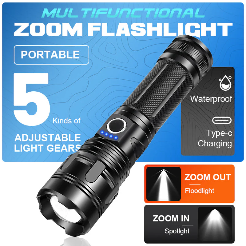 Multifunctional Outdoor Portable Zoom Flashlight