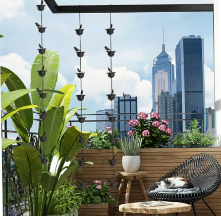 🔥Limited Time Sale 49% OFF🔥Where Rain Meets Art – Decorative Rain Chain with Bird Bath Design