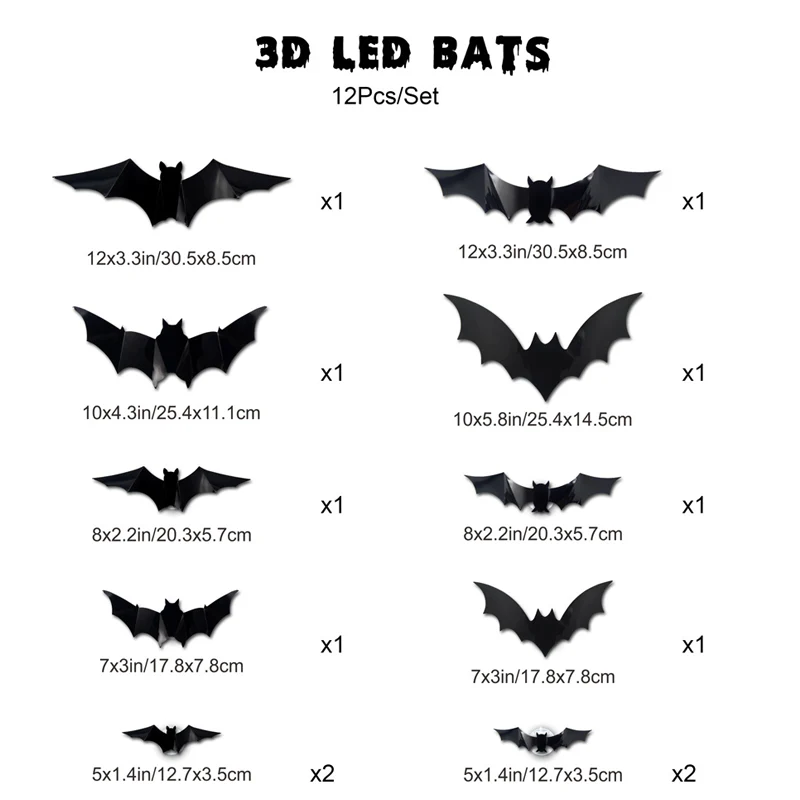 🦇Halloween 3D Bat LED Wall Light Decor 💡 – No Drilling Needed, Easy Installation | Soft LED Glow for Living Room/Bedroom Festive Vibe