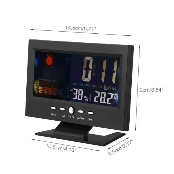 🔥Digital LED Temperature Humidity Monitor Weather Forecast LED Table Alarm Clock
