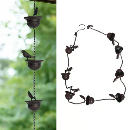 🔥Limited Time Sale 49% OFF🔥Where Rain Meets Art – Decorative Rain Chain with Bird Bath Design