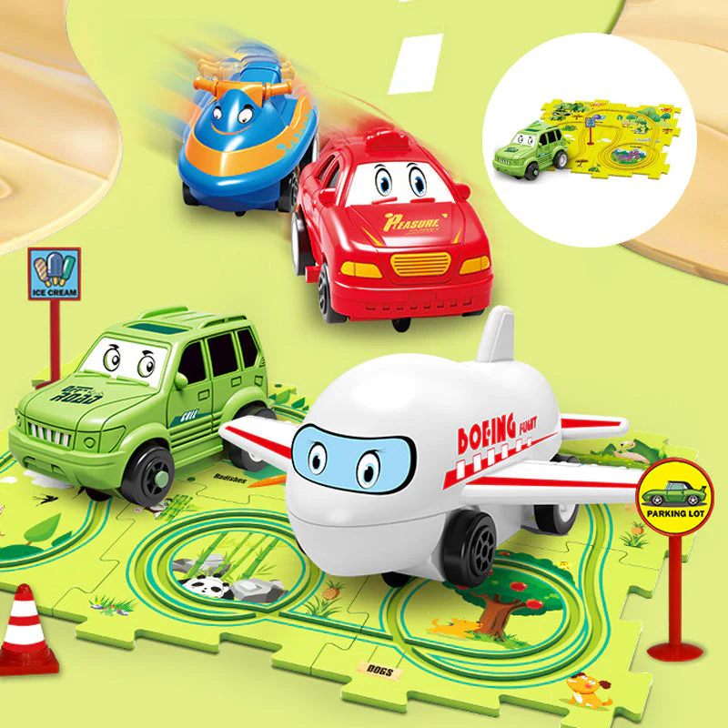 🎁[Best Gift For Kid]🚗Children's Educational Puzzle Track Car Play Set