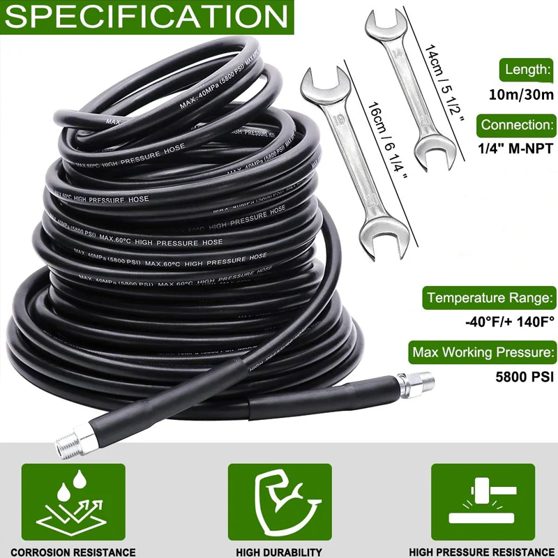 🚿 5800PSI Sewer Jetter Kit - High-Pressure Nozzle & Hose for Clogged Drains/Pipes, Compatible with Most Pressure Washers 🔧📦