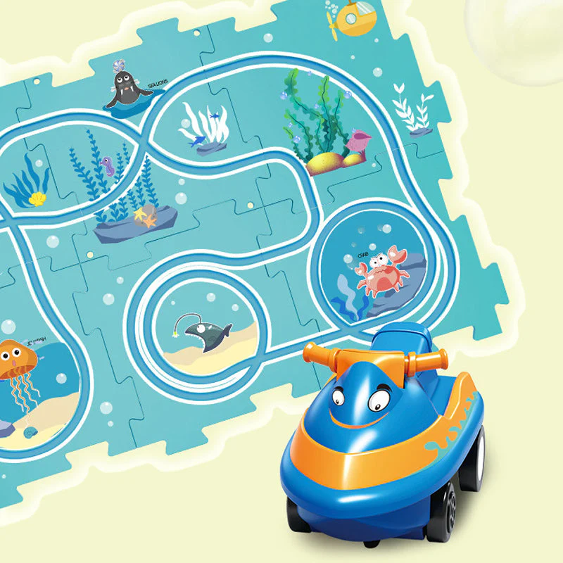 🎁[Best Gift For Kid]🚗Children's Educational Puzzle Track Car Play Set