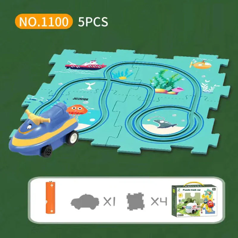 🎁[Best Gift For Kid]🚗Children's Educational Puzzle Track Car Play Set