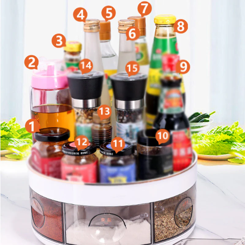 360° Rotating Double-Layer Spice Organizer