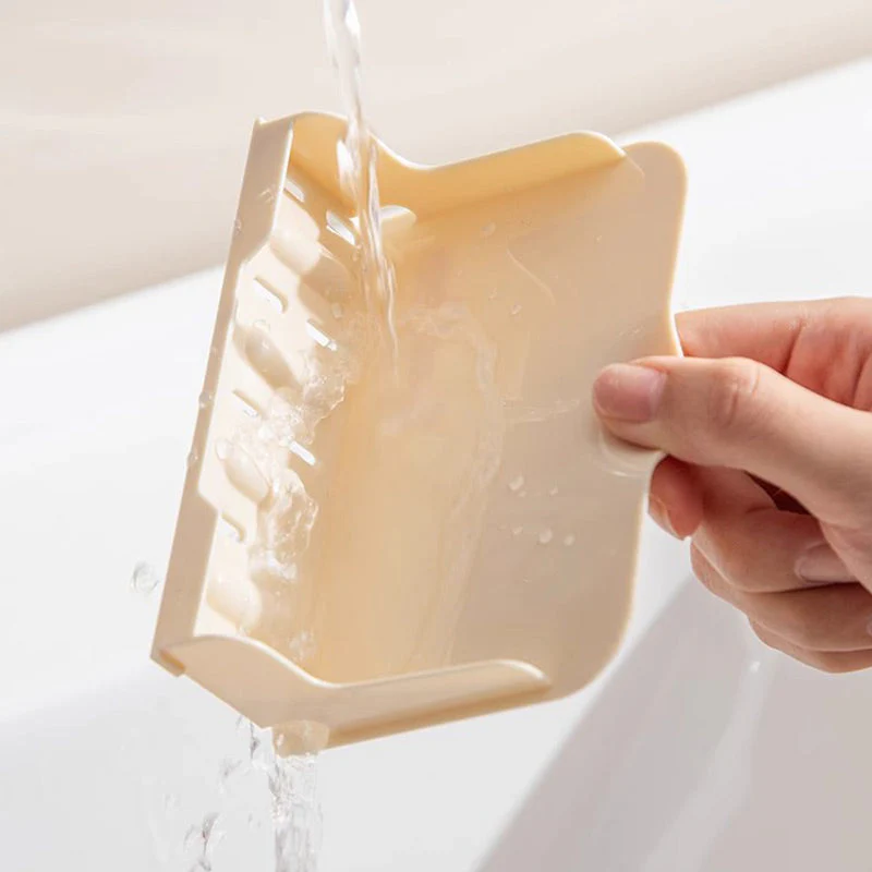 Wall-Mounted Soap Dish with Suction Cup & Flip-Top Lid