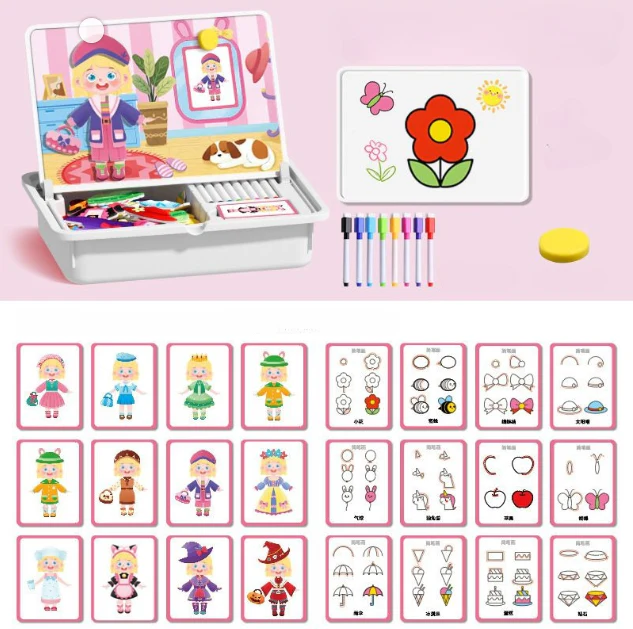 Magnetic Puzzles Face Dress Up Travel Game Double Side Preschool Educational Learning Toy for Kids