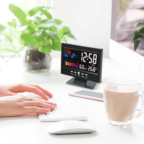 🔥Digital LED Temperature Humidity Monitor Weather Forecast LED Table Alarm Clock