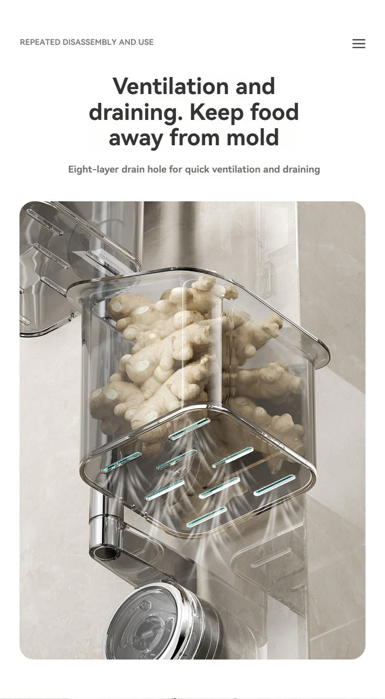 Perforated suction cup spice storage rack