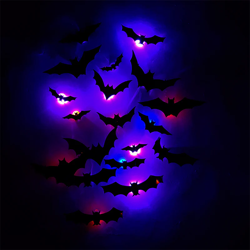 🦇Halloween 3D Bat LED Wall Light Decor 💡 – No Drilling Needed, Easy Installation | Soft LED Glow for Living Room/Bedroom Festive Vibe