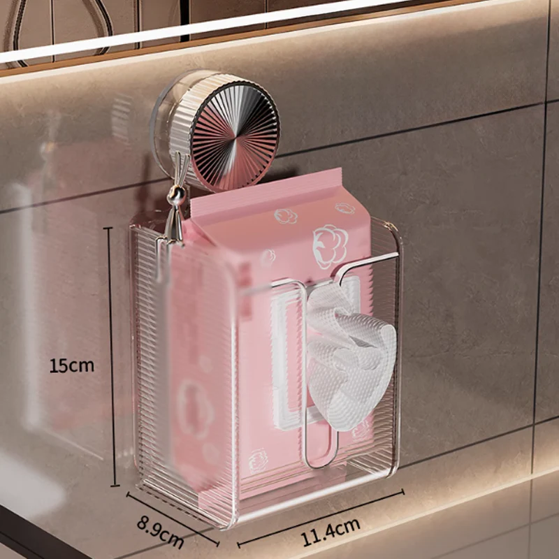 🔥Wall Mounted Suction Cup Transparent Tissue Organizer