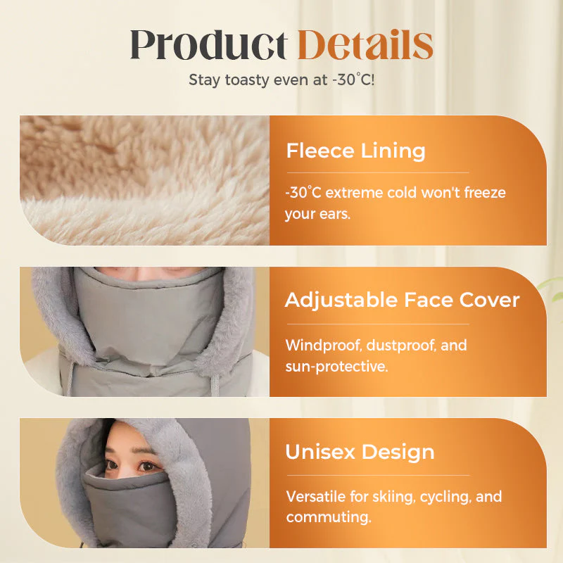 ☃️Plush-lined Thickened Thermal Hat with Face Mask for Men and Women