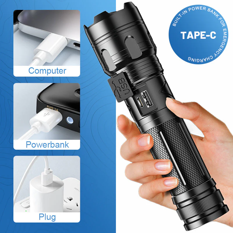 Multifunctional Outdoor Portable Zoom Flashlight