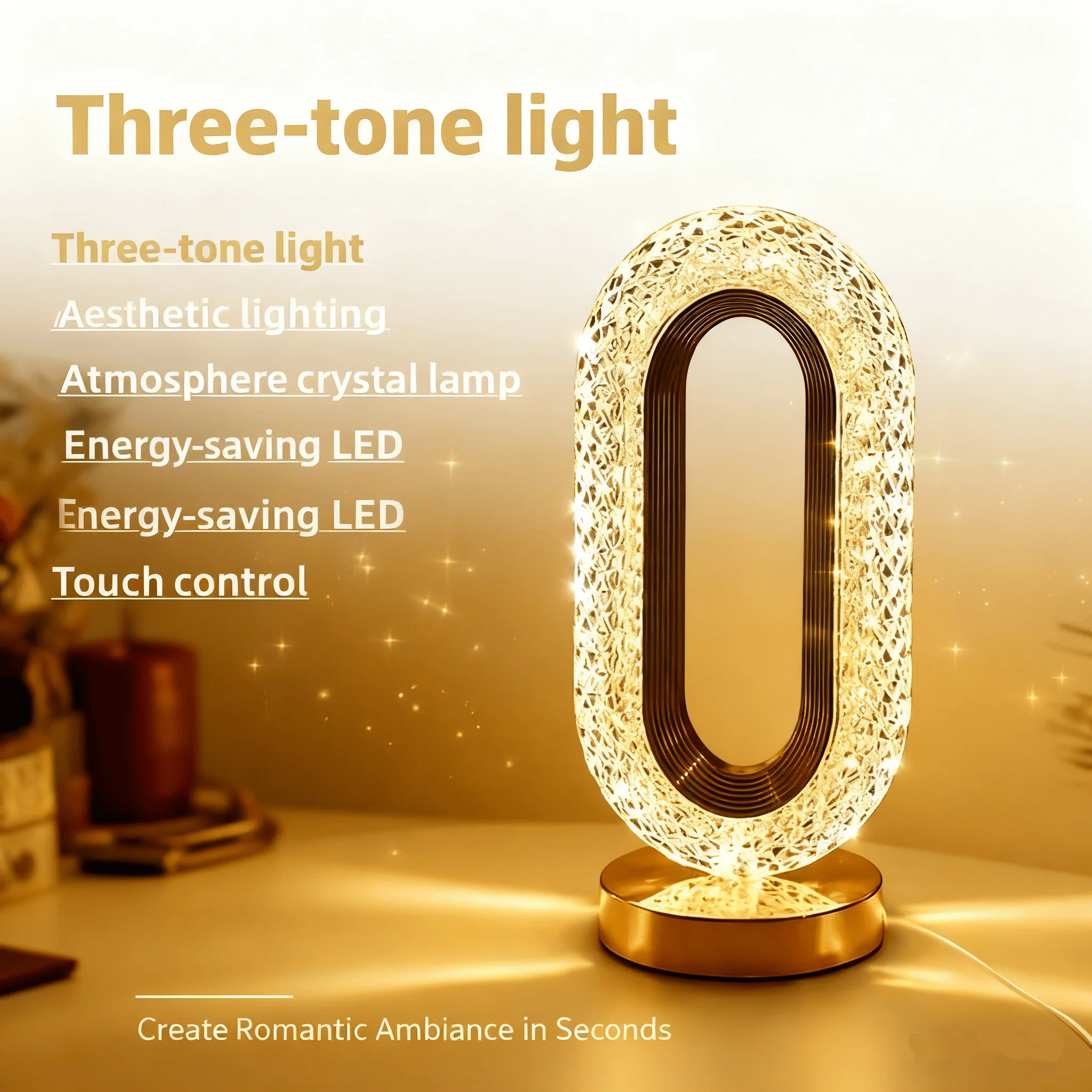 ✨Luxury Crystal USB LED Desktop Night Lamp | Dimmable