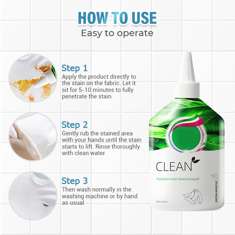 👕✨ Powerful Stain Remover for Clothes - Erases Grease, Wine, Ink Stains in Seconds, Gentle on Fabrics 🧴🔥